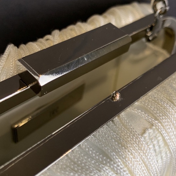 INC Colie Evening Formal Prom Party Cream Fringe Clutch Crossbody Bag Women's - Picture 9 of 10